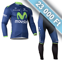 Movistar thermo kerékpáros csapatruha hagyományos nadrággal